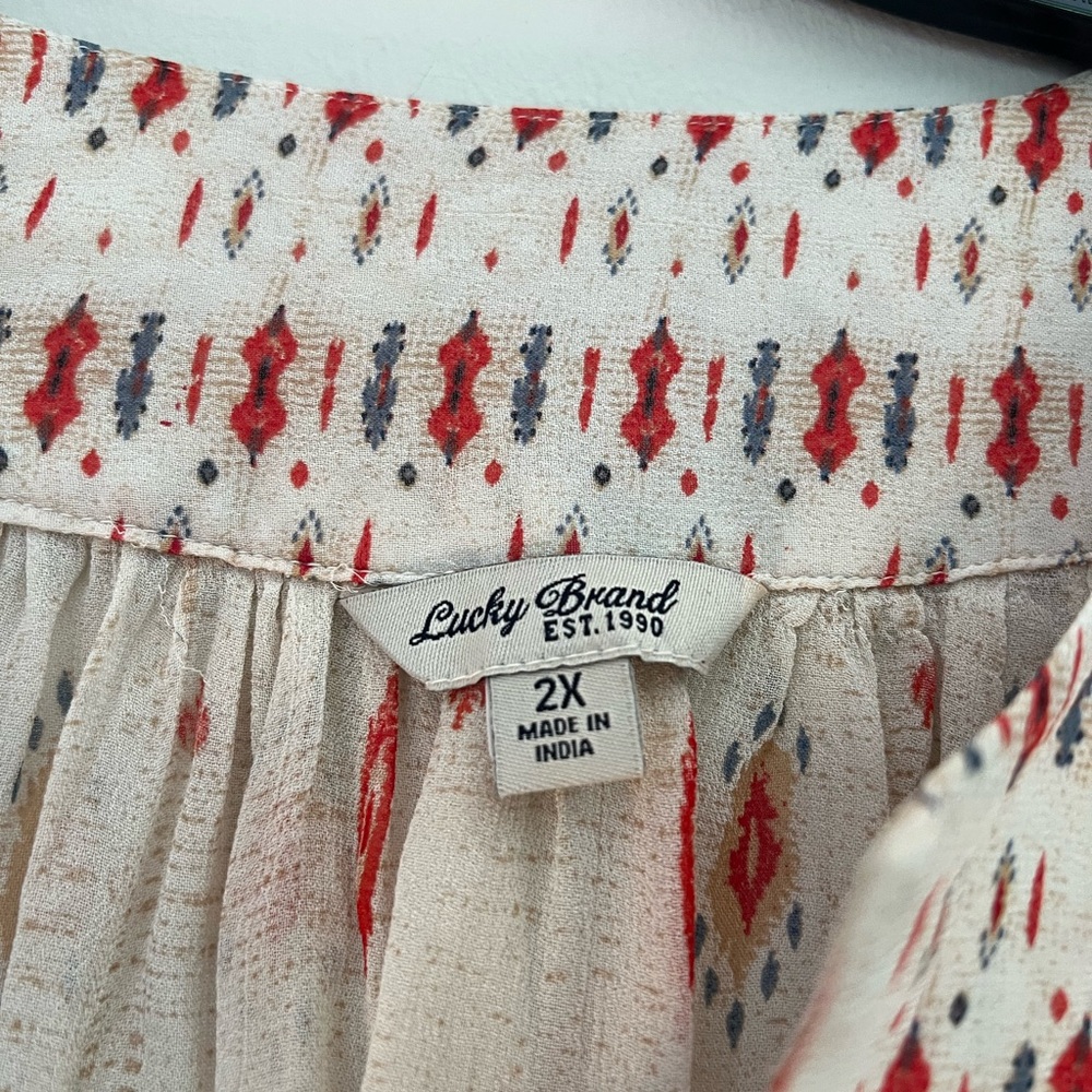 Lucky Brand woman’s Mix print boho top blouse - Picture 10 of 12